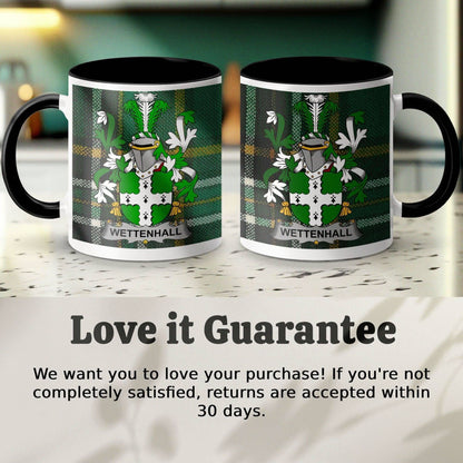 Wettenhall Surname Family Crest Irish Tartan Mug - Celtic Ancestry Gifts