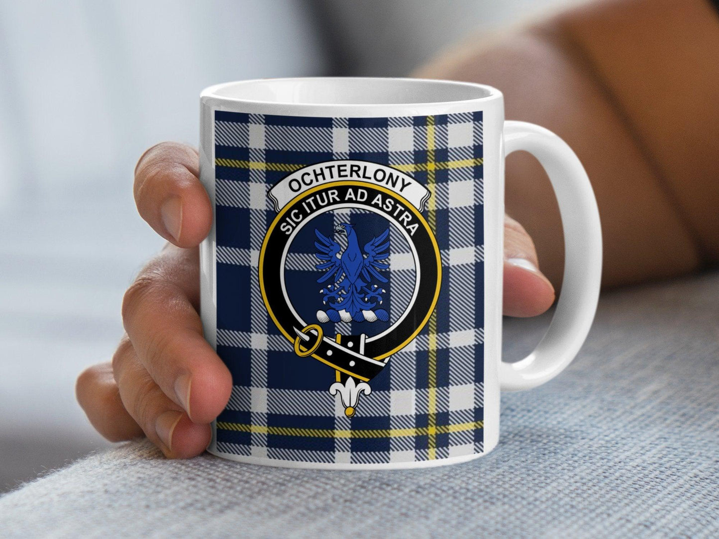 Ochterlony Clan Sicutur Ad Astra Crest Plaid Mug - Living Stone Gifts