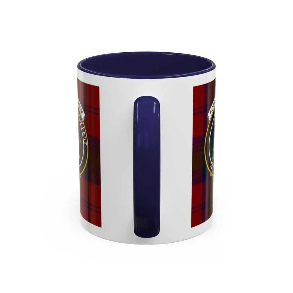 Fotheringham accent mug with black handle and interior — 15oz size shown from side angle
