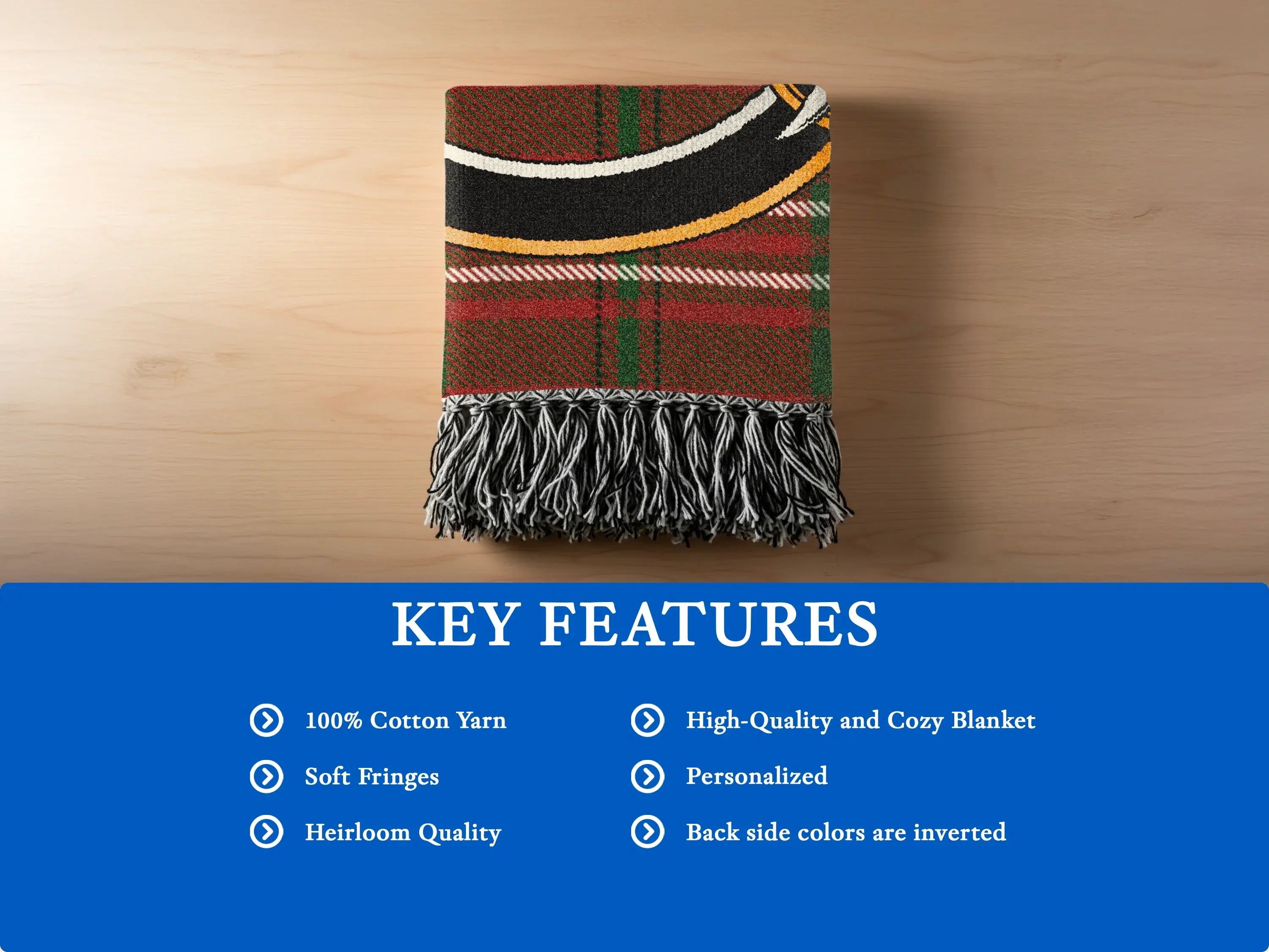 High-Quality Cozy Personalized Blanket with Soft Fringes