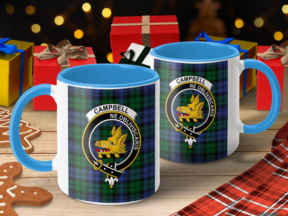 Clan Campbell Scottish Tartan Crest Emblem Mug - Living Stone Gifts