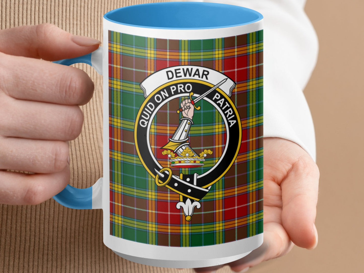 Clan Dewar Scottish Tartan Family Crest Mug - Living Stone Gifts