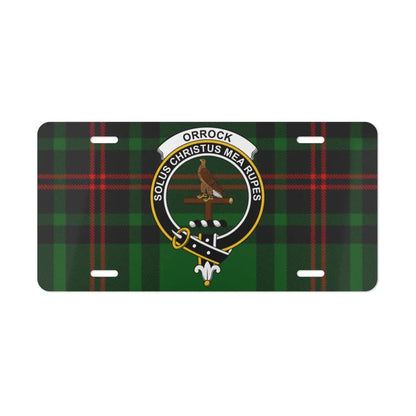 Orrock Crest with Tartan Background License Plate product