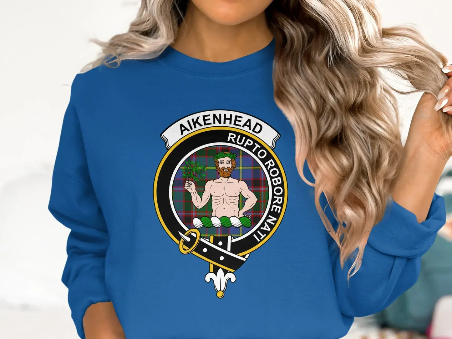 Aikenhead Clan Crest Tartan Printed T-Shirt Sweatshirt - Celtic Ancestry Gifts