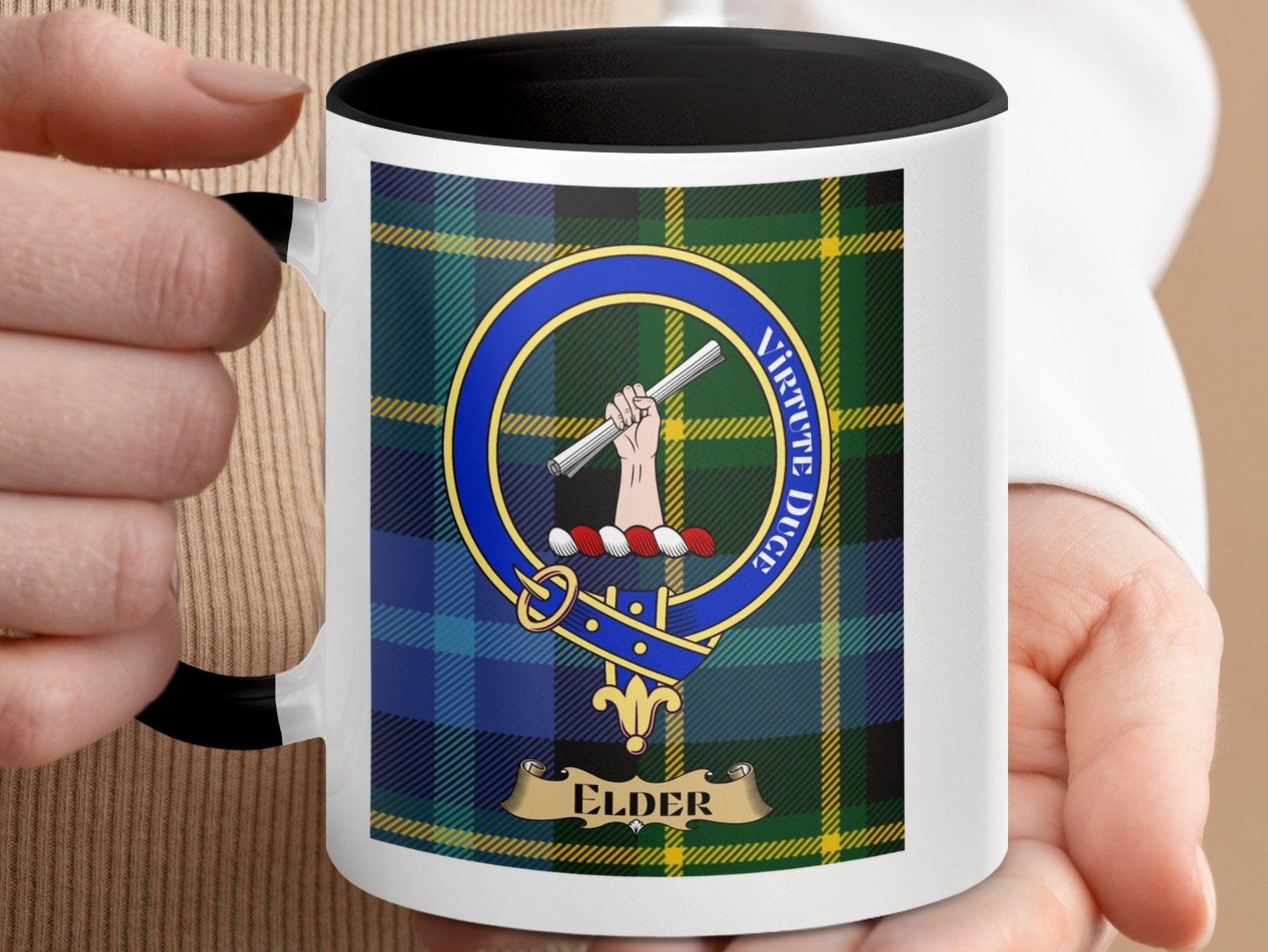 Scottish Clan Elder Crest Plaid Tartan Pattern Mug - Living Stone Gifts