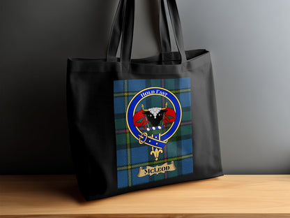 Scottish Clan Crest on Tartan Background Tote Bag - Living Stone Gifts