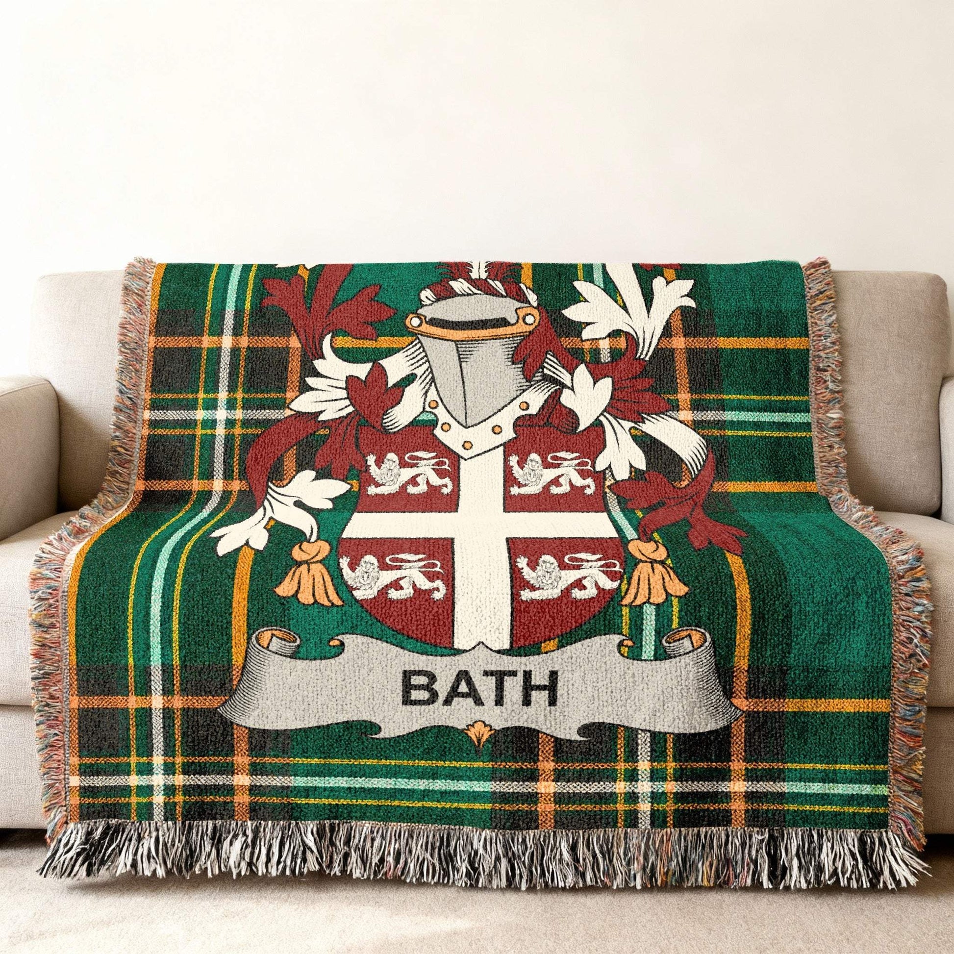 Bath Crest Green Plaid Fringe Blanket product type