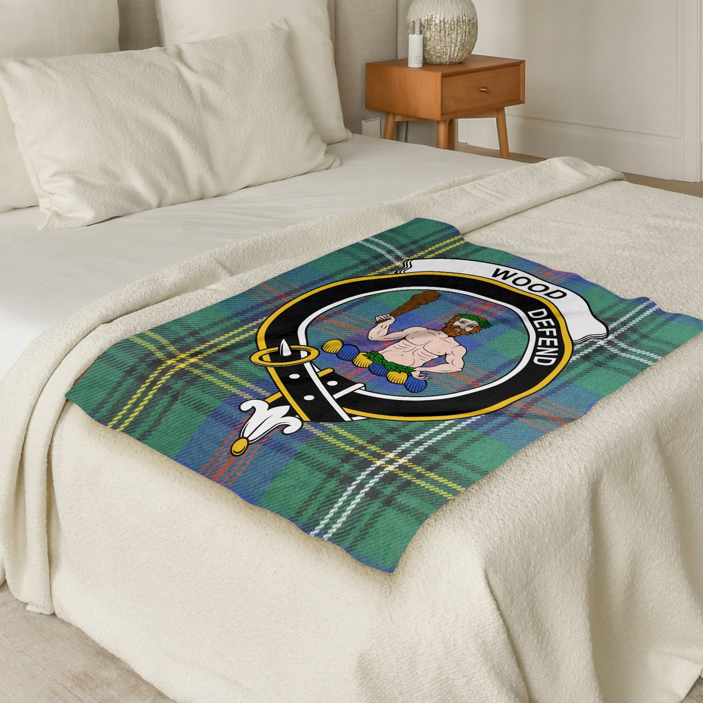 Scottish Clan Wood Defend Tartan Throw Blanket - Living Stone Gifts