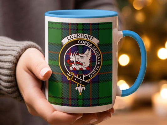 Lockhart Clan Crest Tartan Plaid Scottish Design Mug - Living Stone Gifts