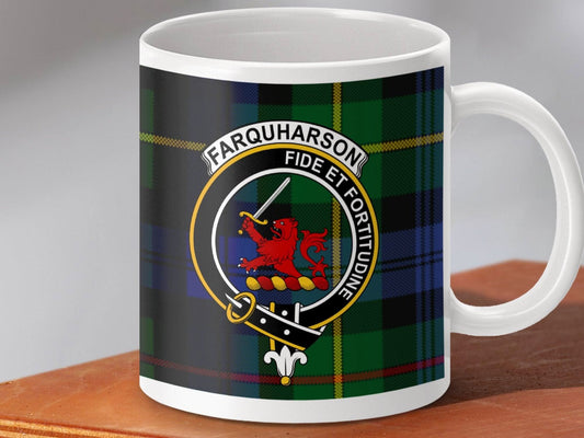 Farquharson Crest with Clan Tartan Mug product