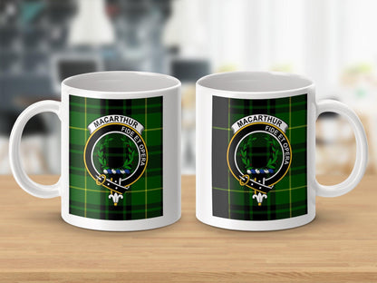 Macarthur Clan Tartan Plaid Coat of Arms Crest Mug - Living Stone Gifts