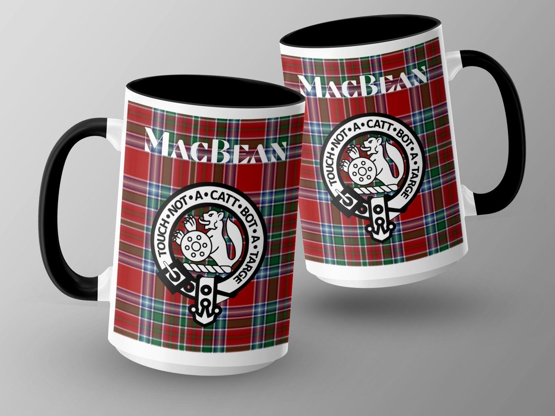 MacBean Clan Crest Mug with Scottish Tartan Design Mug - Living Stone Gifts