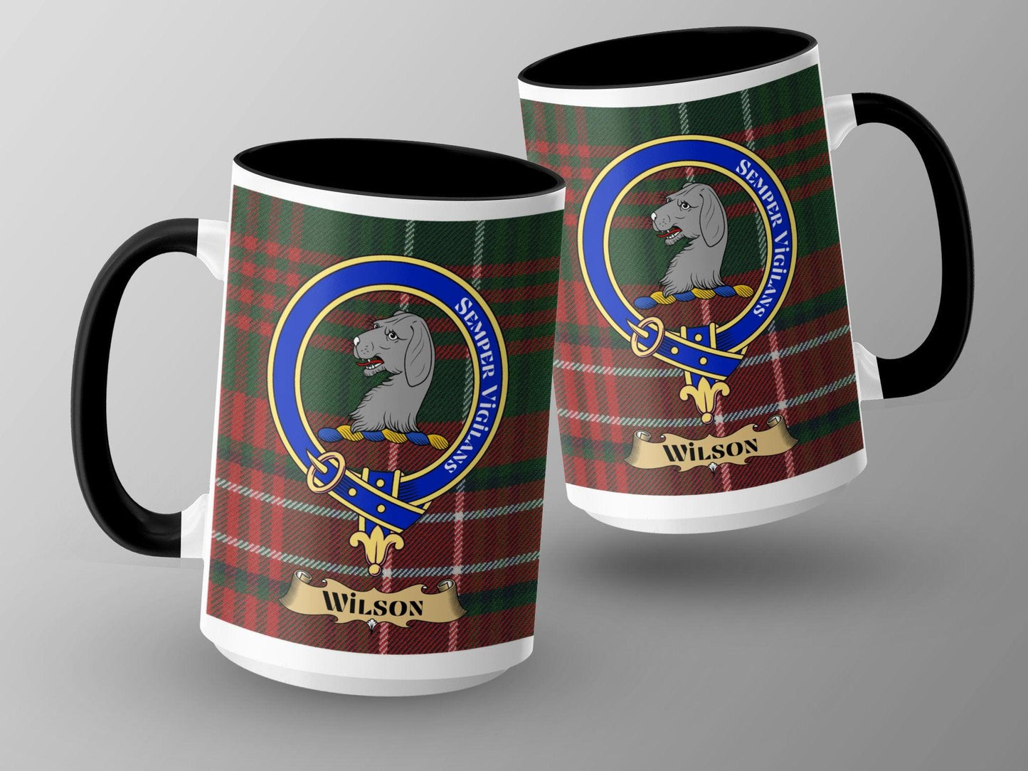 Wilson Scottish Clan Crest Tartan Design Ceramic Mug - Living Stone Gifts