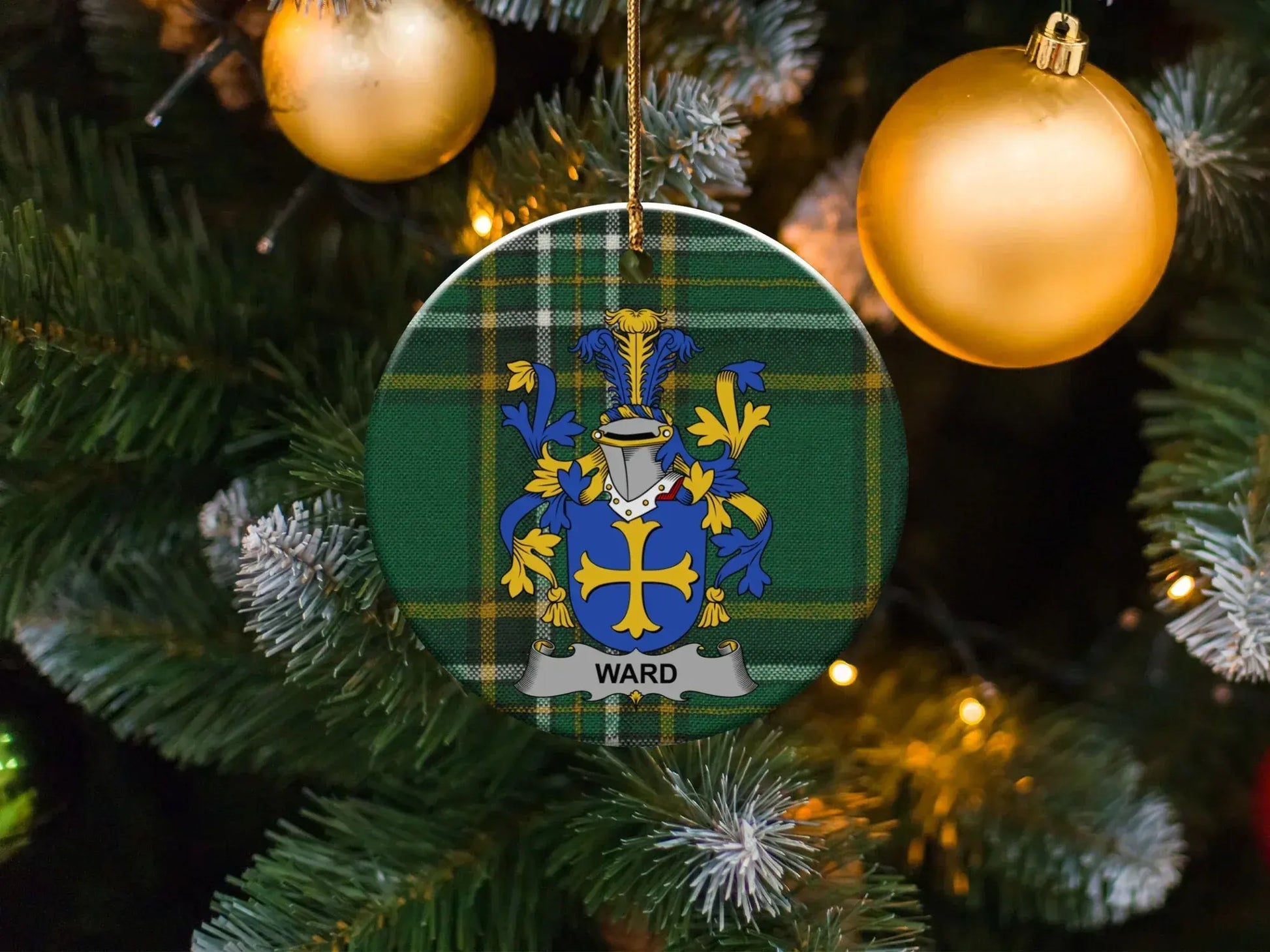 Festive Family Name Crest Christmas Tree Ornament product