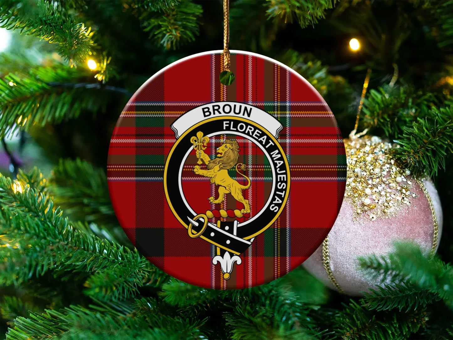 Broun Floreat Majestas Clan Crest Tartan Christmas product type