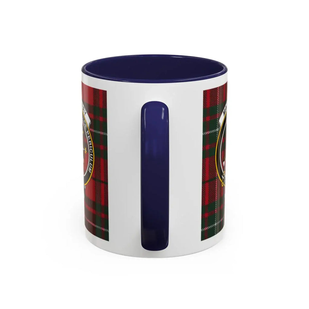 MacAuley clan crest mug shown in 11 oz and 15 oz sizes