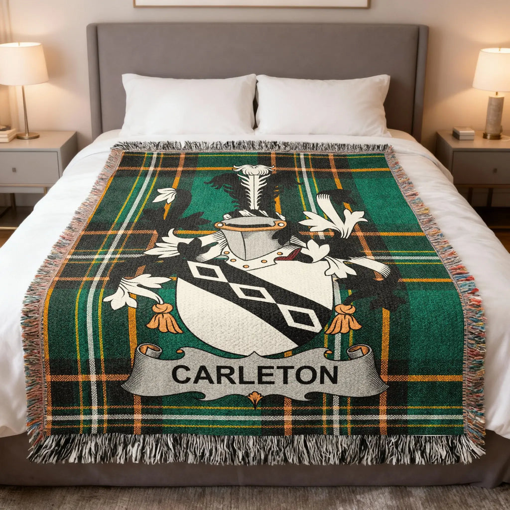 Green Plaid Carleton Crest Throw Blanket Fringed product type