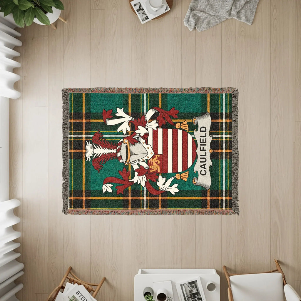 Caulfield Family Crest Green Tartan Plaid Blanket product type