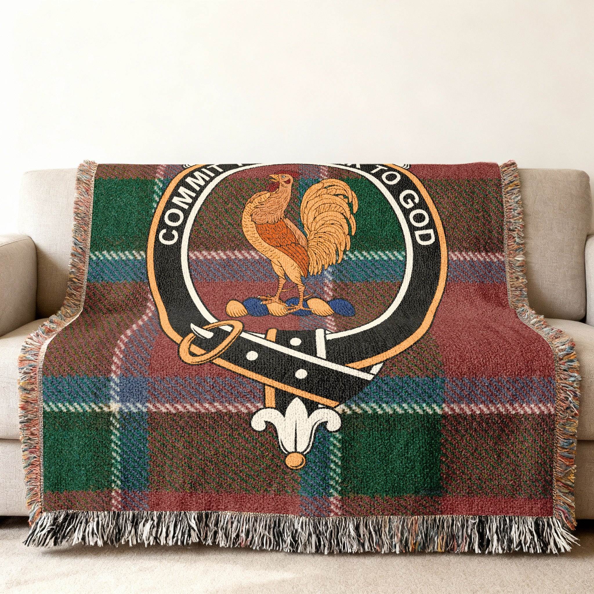 Clan Sinclair commit thy work to god woven tartan blanket — heirloom quality