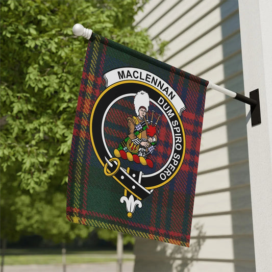 MacLennan Clan Crest with Bagpiper Tartan Flag product type