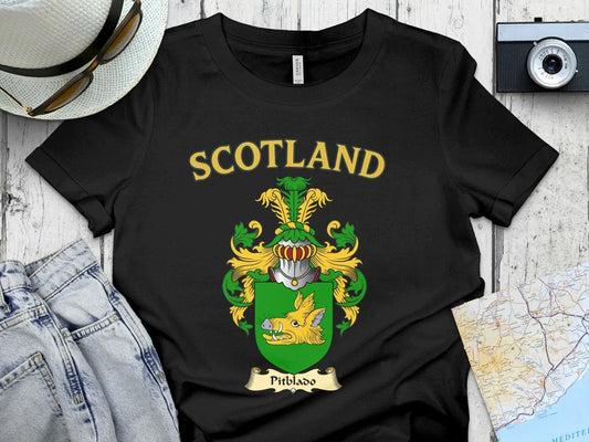 Scotland Pitblado Coat of Arms Black T-Shirt product