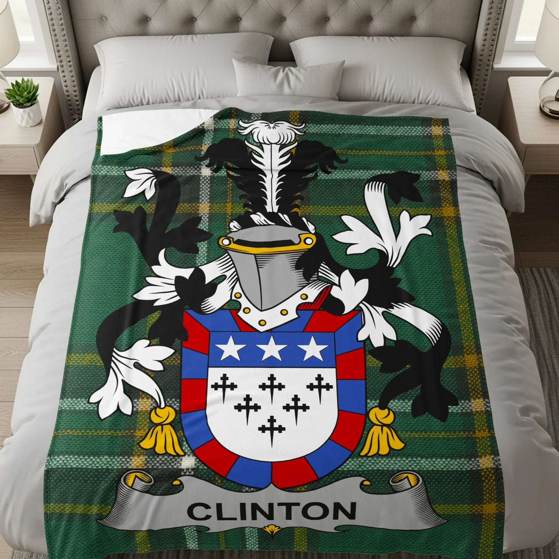 Stylish Family Crest Plaid Patterned Blanket product
