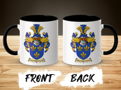 Montgomerie Family Crest Royal Blue Accent Coffee Mug - Living Stone Gifts