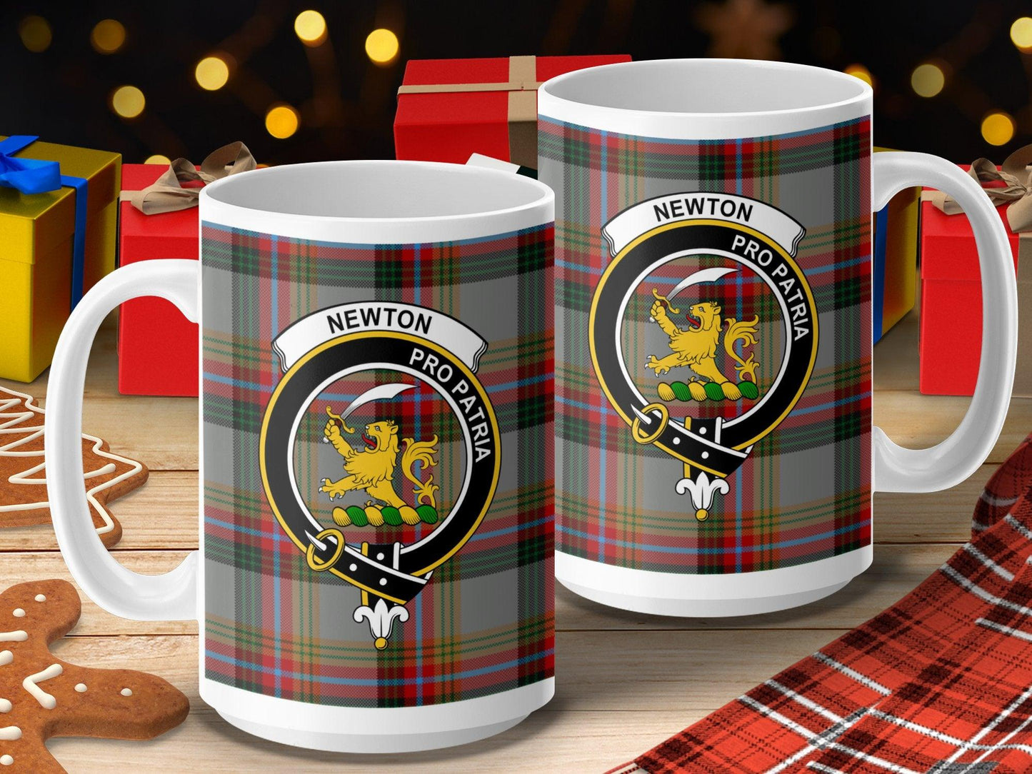 Newton Clan Crest Scottish Tartan Design Mug - Living Stone Gifts