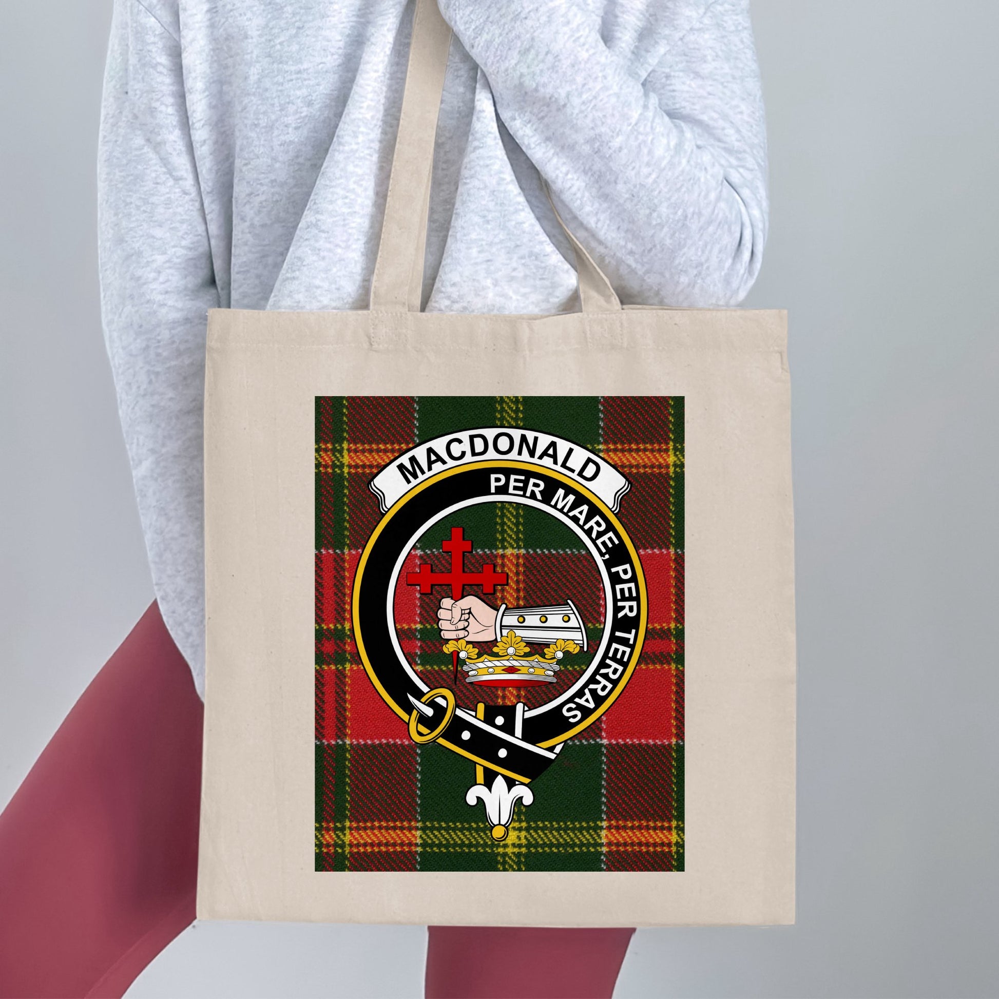 Clan Macdonald Scottish Crest Tartan Tote Bag - Living Stone Gifts