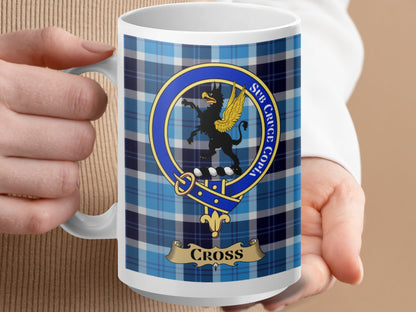 Clan Cross Scottish Tartan Crest Design Mug - Living Stone Gifts