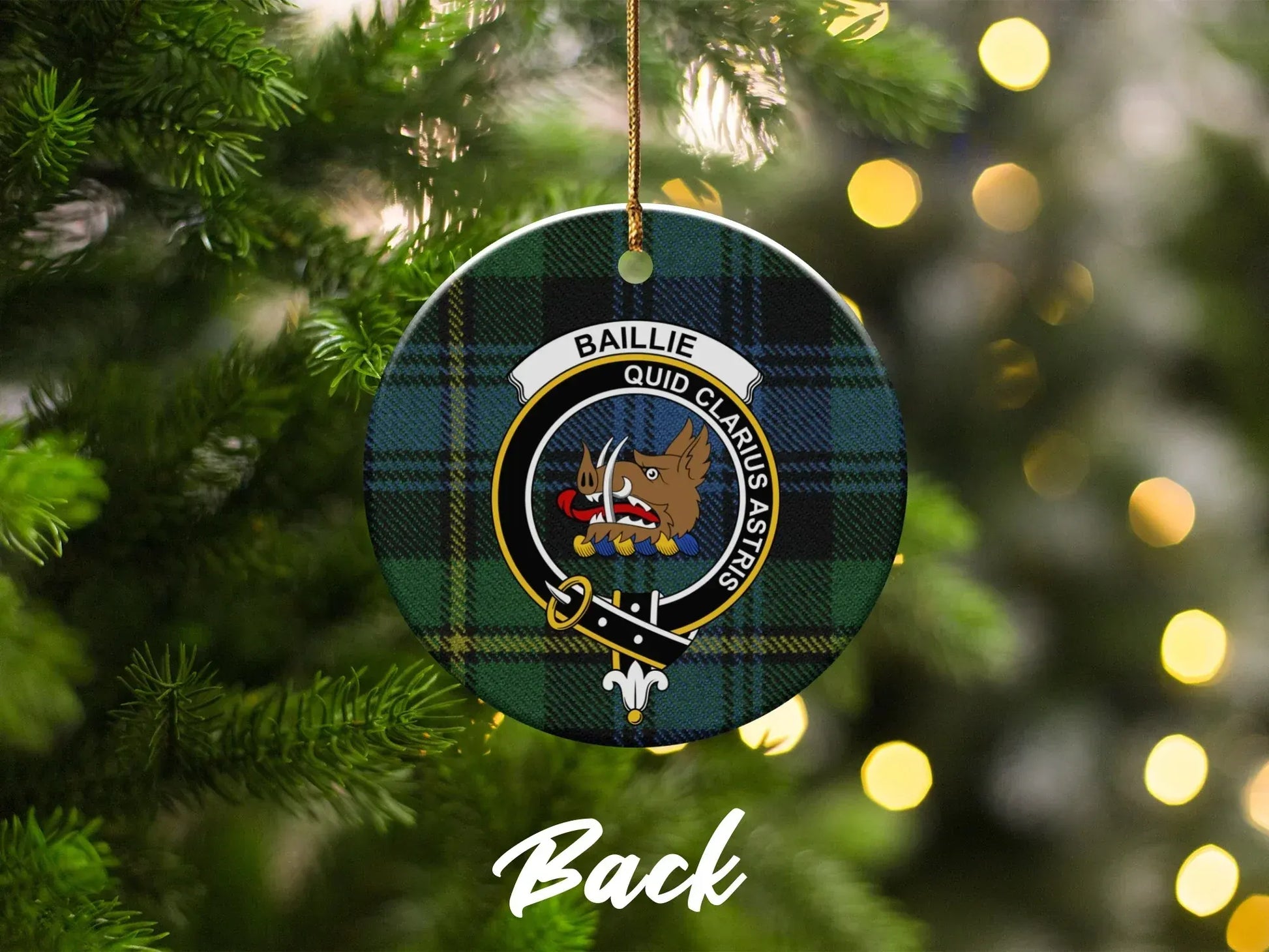 Baillie Clan Crest Tartan Design Christmas Ornament product