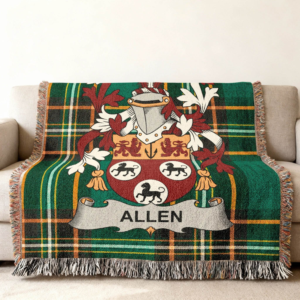 Green Plaid Allen Crest Design Sofa Throw Blanket product type