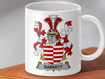 Barrett Surname Irish Family Crest Heraldry Design Mug - Celtic Ancestry Gifts