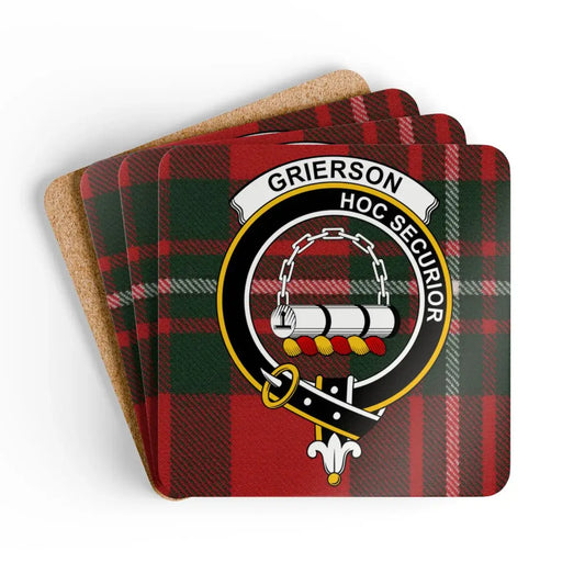 Grierson Hoc Securior Crest Design on Red Coasters product
