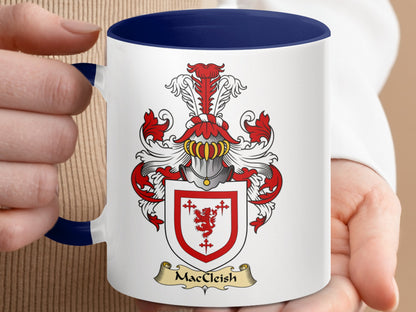 MacCleish Family Crest Red and White Accent Mug - Living Stone Gifts