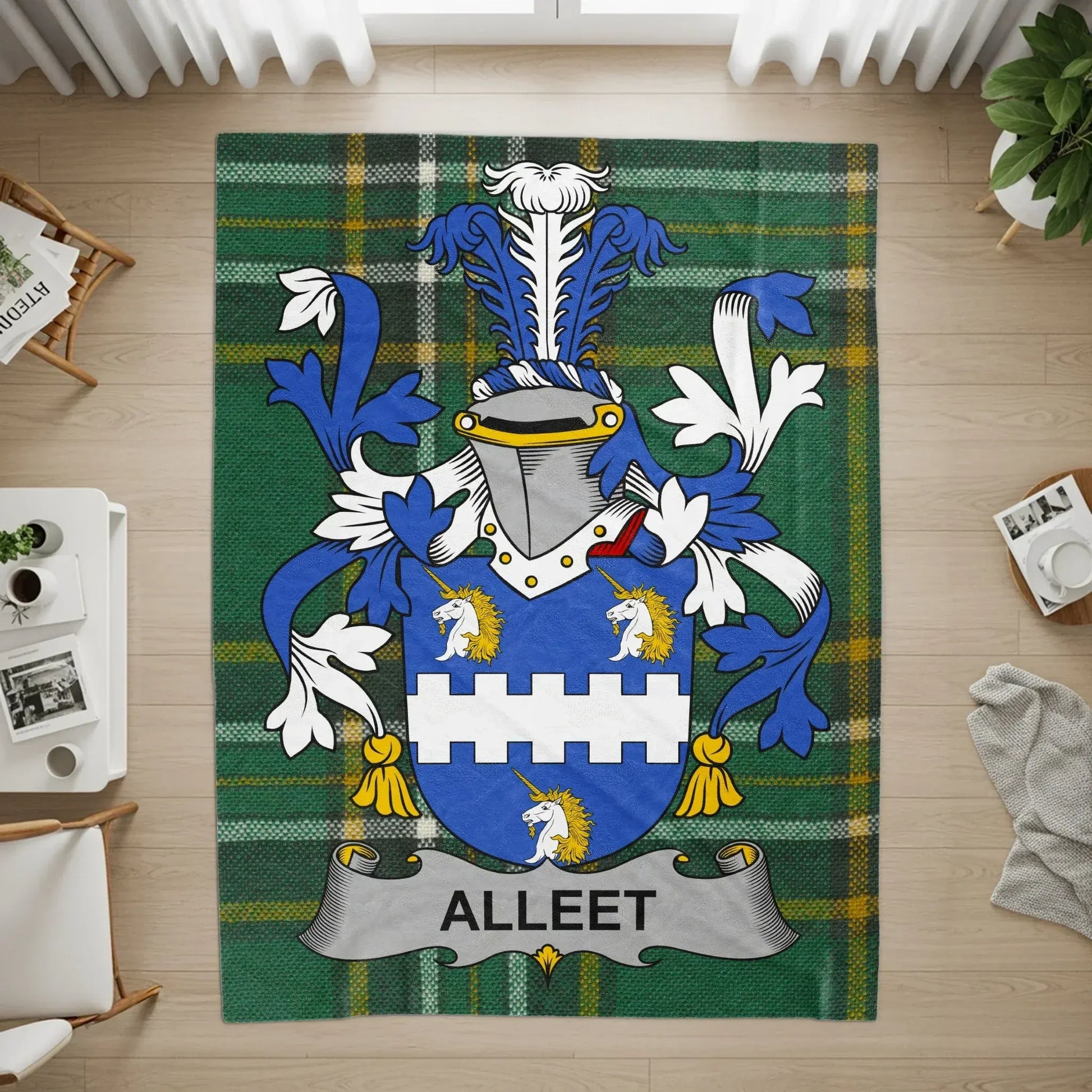 Personalized Alleet Family Crest Royal Blue Rug product type