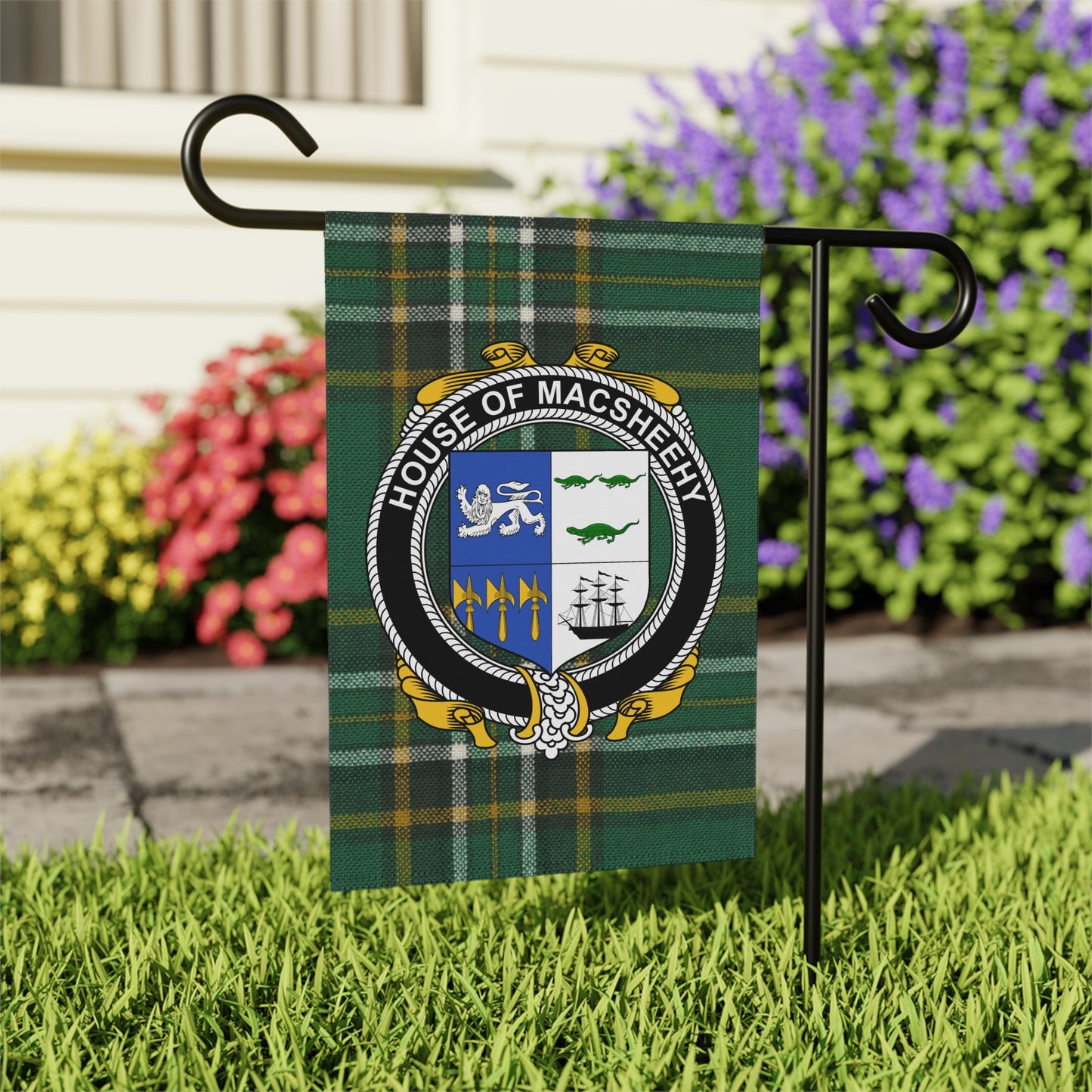 House of Macsweeny Family Crest Garden Flag