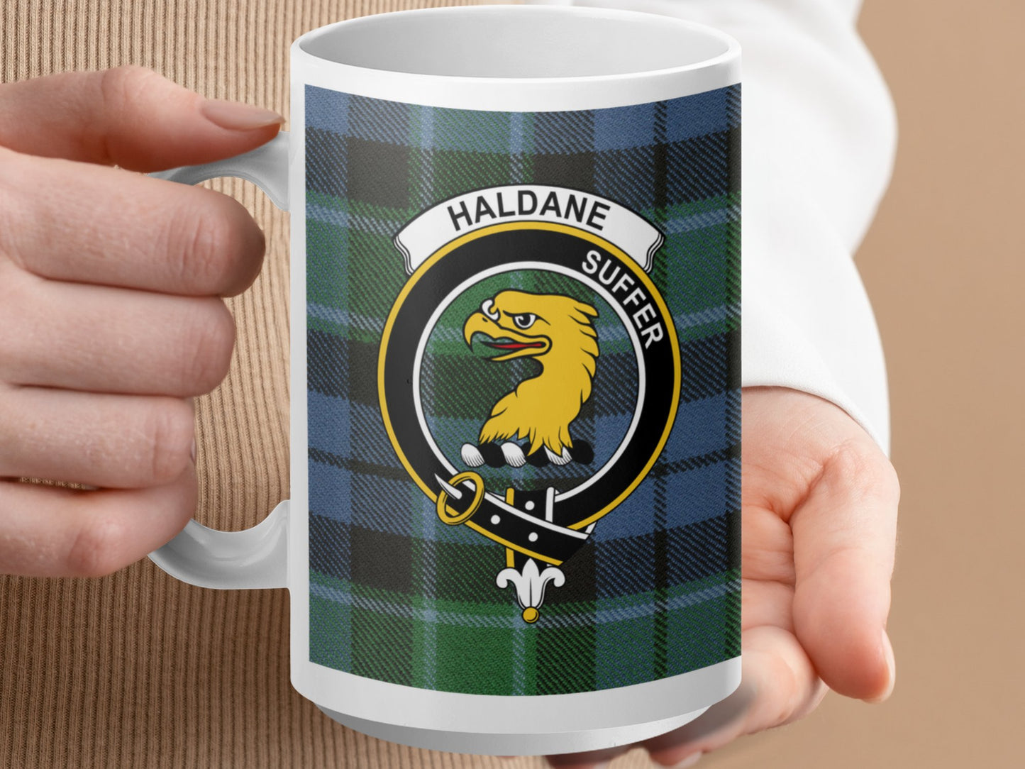 Clan Haldane Scottish Tartan Crest Design Mug - Living Stone Gifts