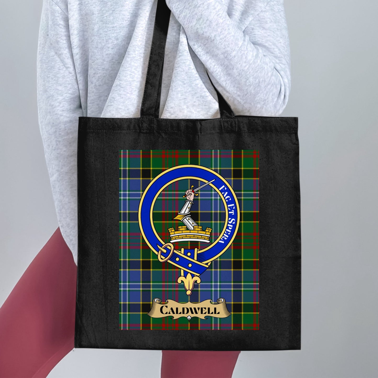 Caldwell Clan Crest Fac Et Spera Scottish Tote Bag - Living Stone Gifts