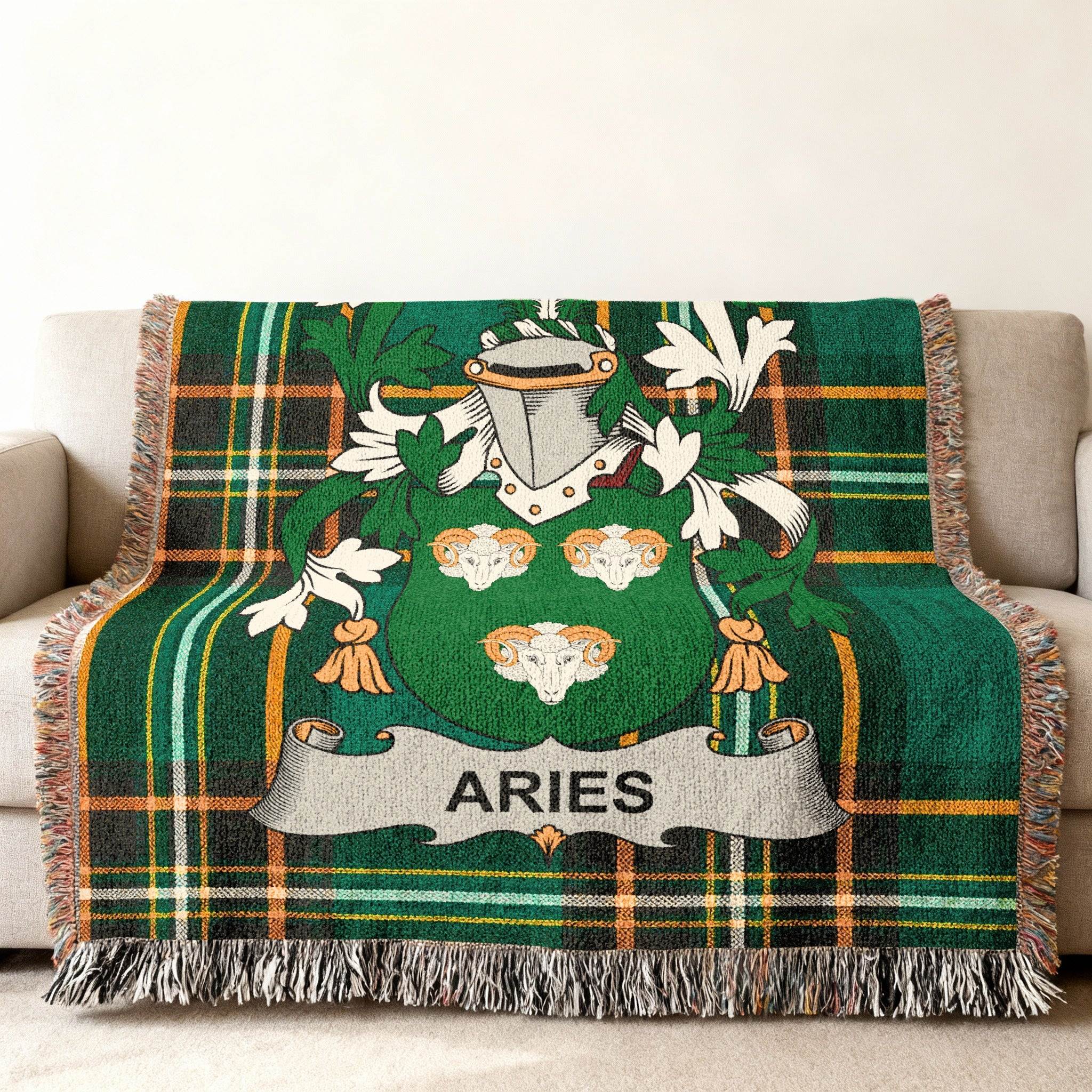 Aries Family Crest Plaid Throw product type