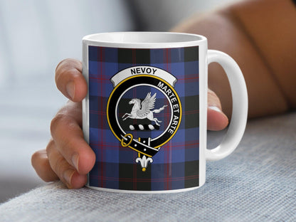 Nevoy Scottish Clan Crest and Tartan Design Mug - Living Stone Gifts