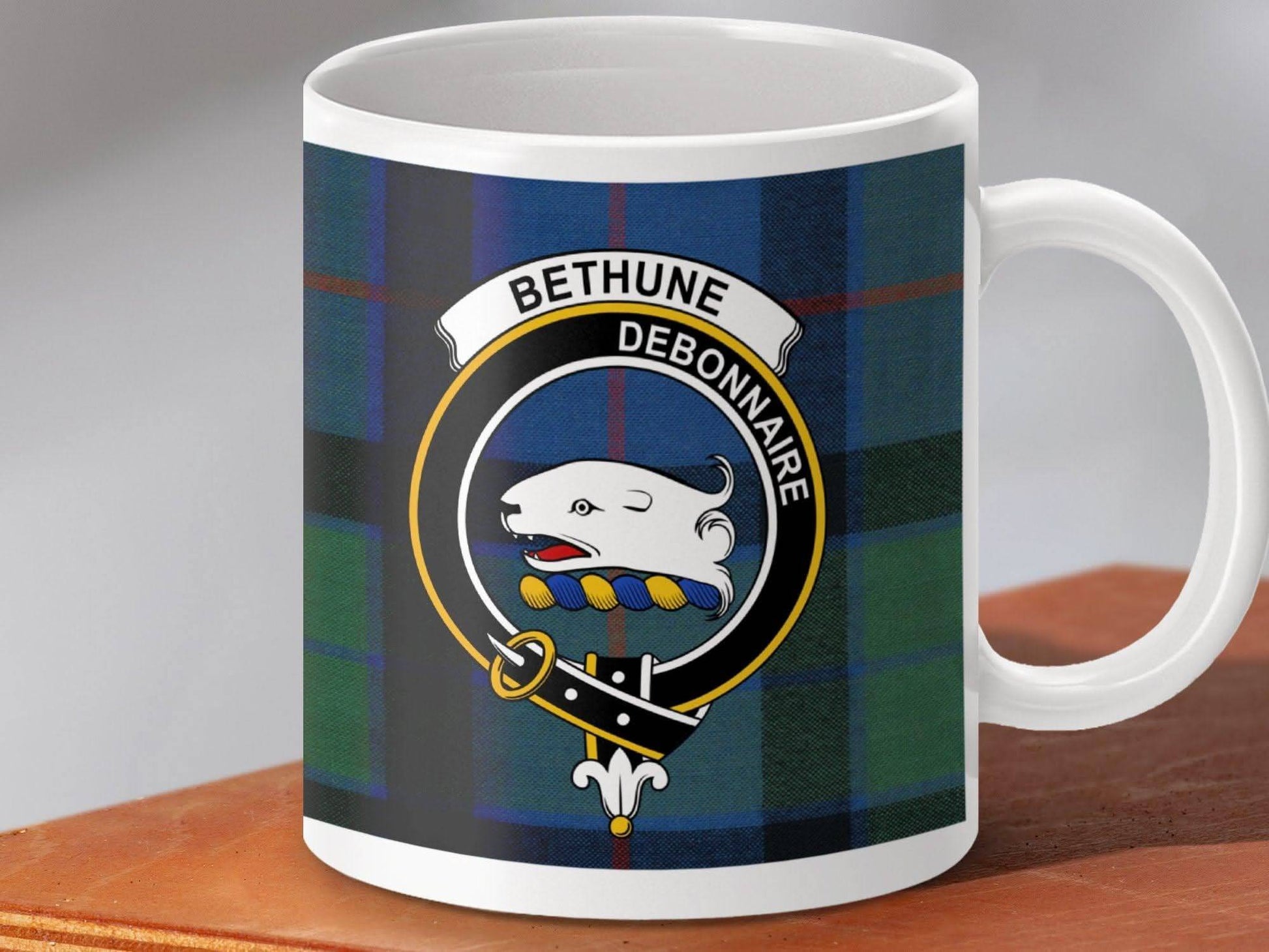 Bethune Debonnaire Tartan Clan Emblem Mug product type