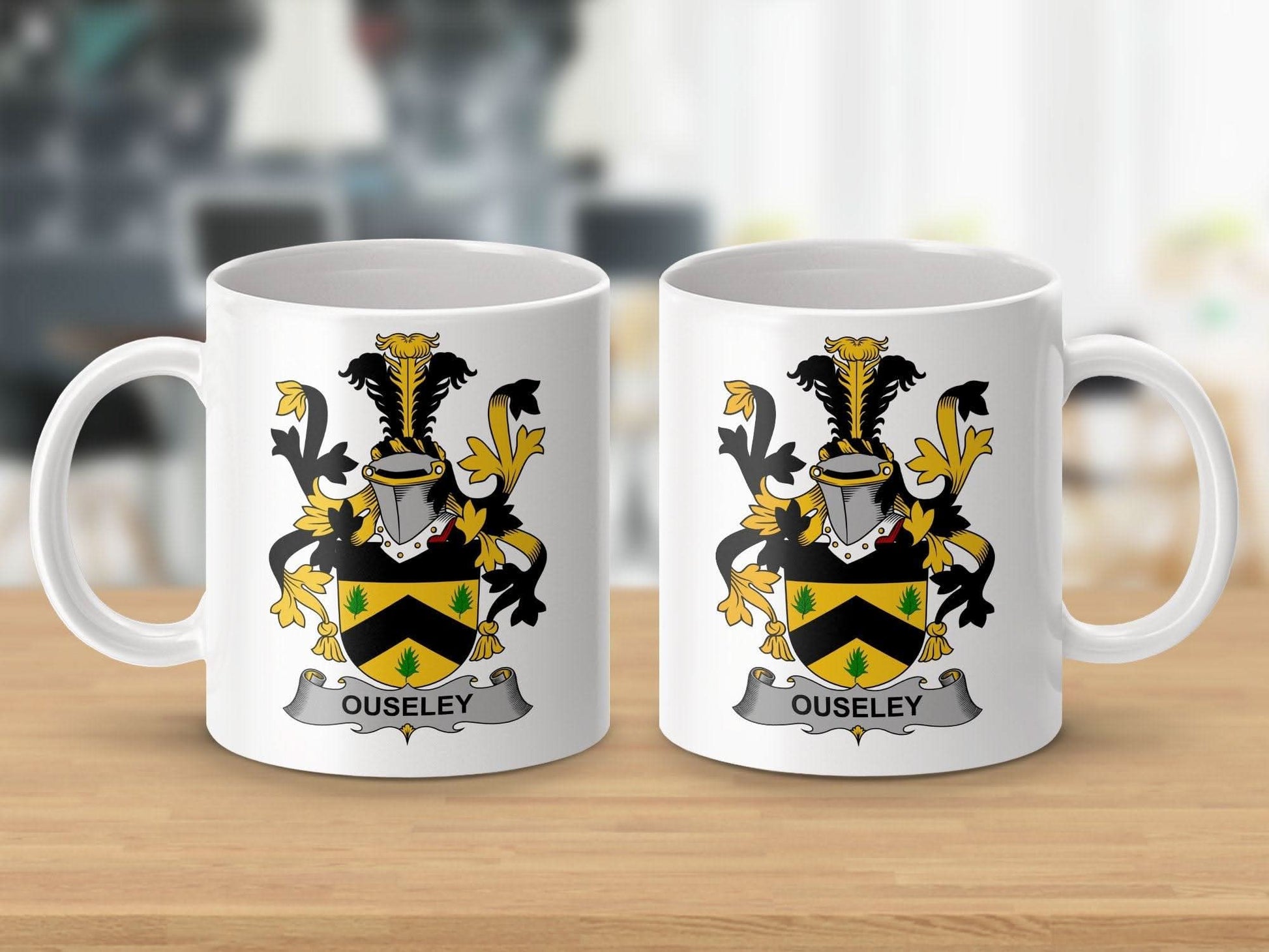 Ouseley Family Crest Coat of Arms Mug - Celtic Ancestry Gifts