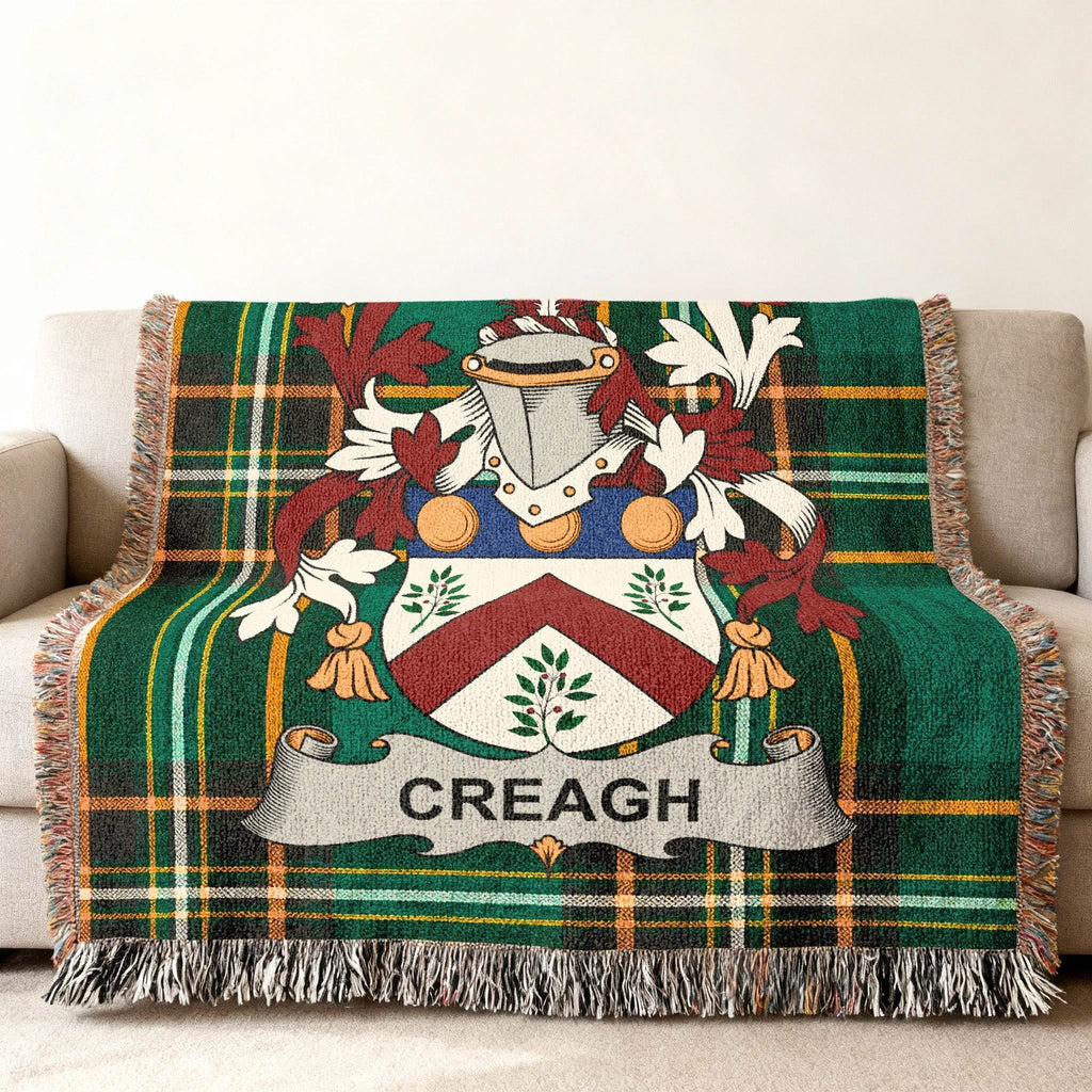 Creagh Family Crest Tartan Plaid Green Throw