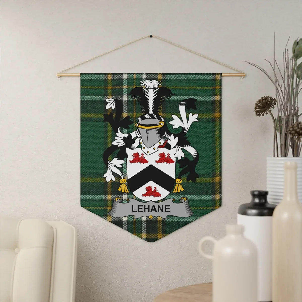 Family Coat of Arms Banner with Lehane Family Crest product