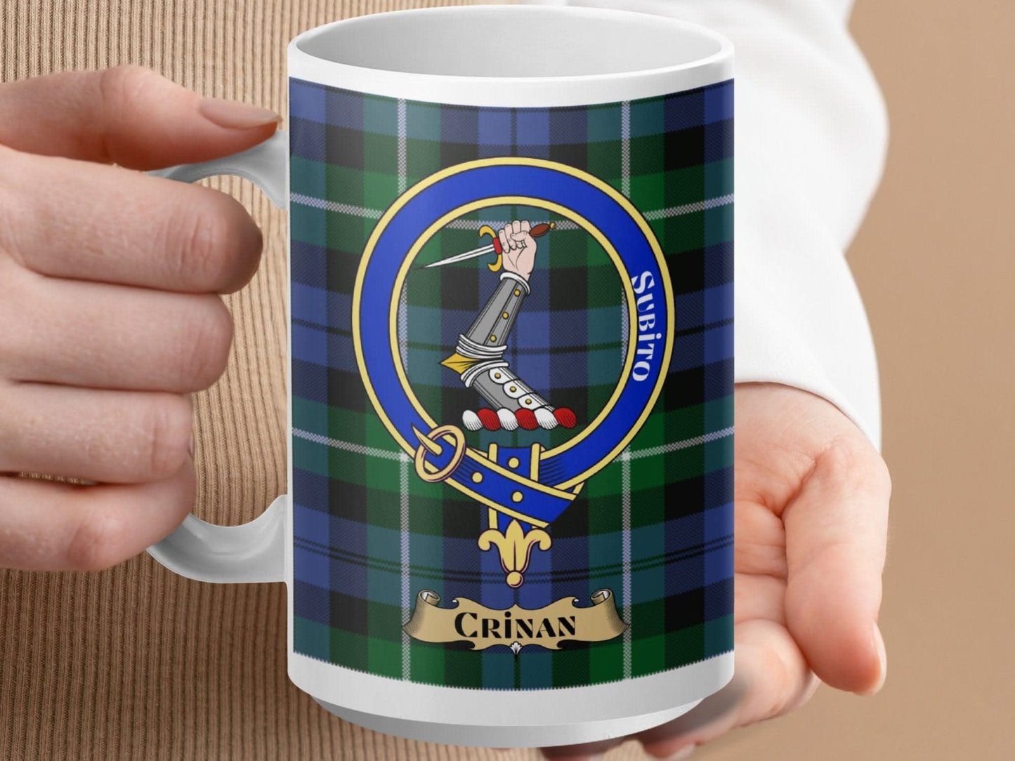 Clan Crest Crinan Design Tartan Pattern Mug product