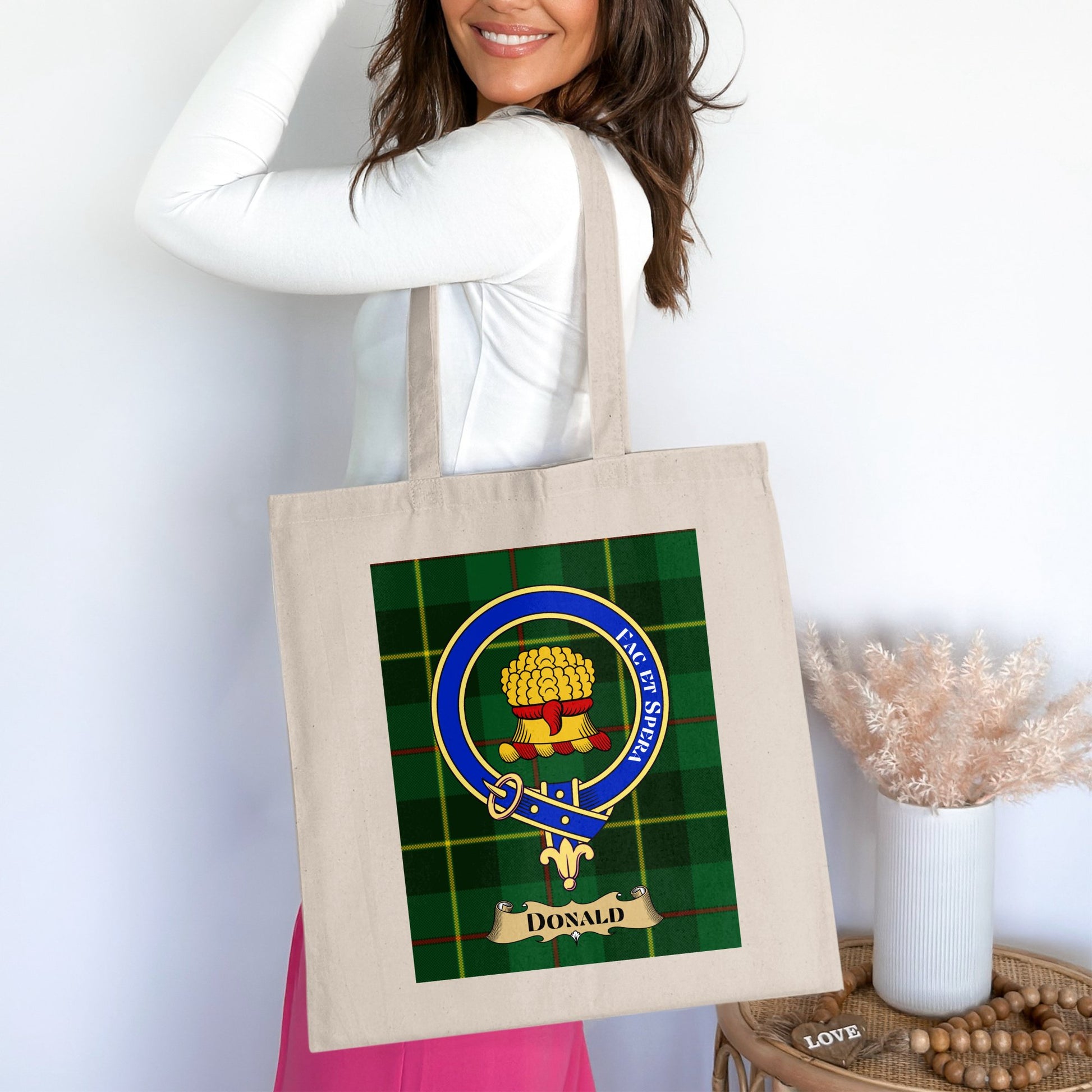 Macdonald Clan Scottish Tartan Background Tote Bag - Living Stone Gifts