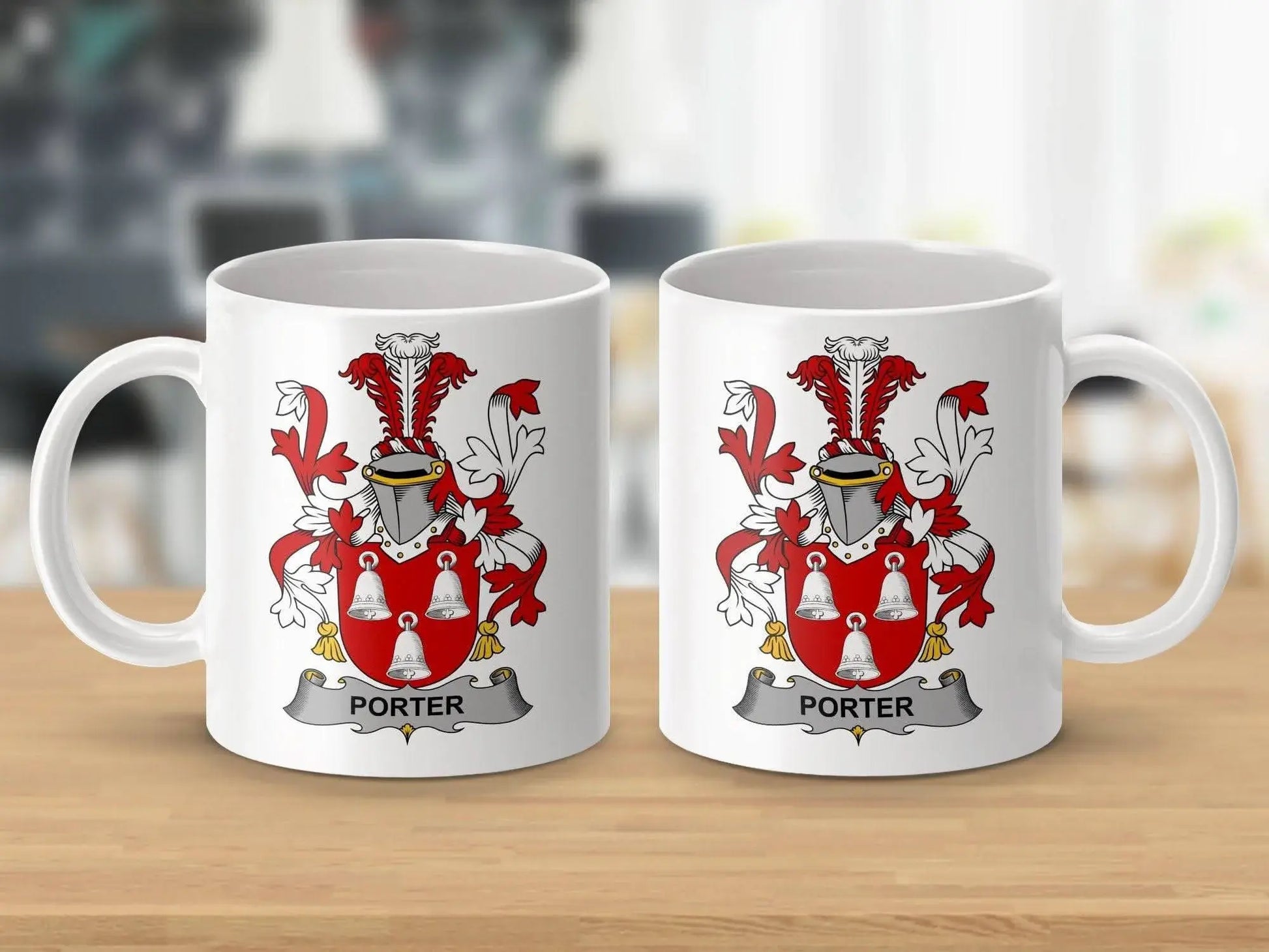 Porter Family Crest Emblazoned Ceramic Mug - Celtic Ancestry Gifts