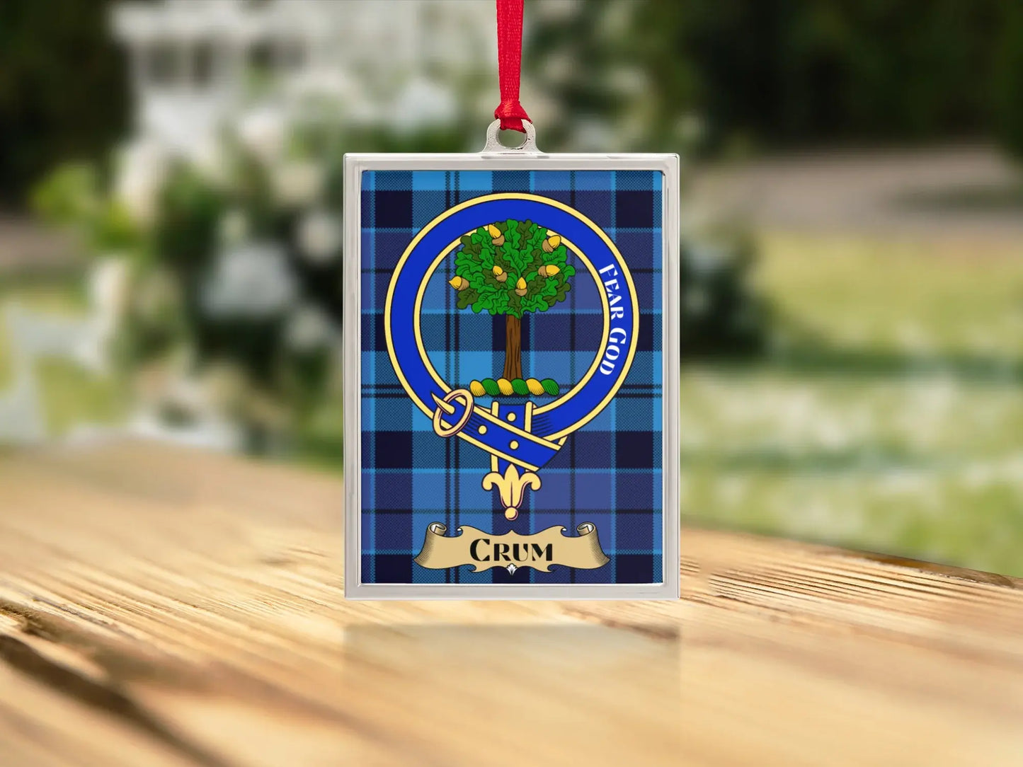 Crum Tartan with Clan Crest Acrylic Plaque product