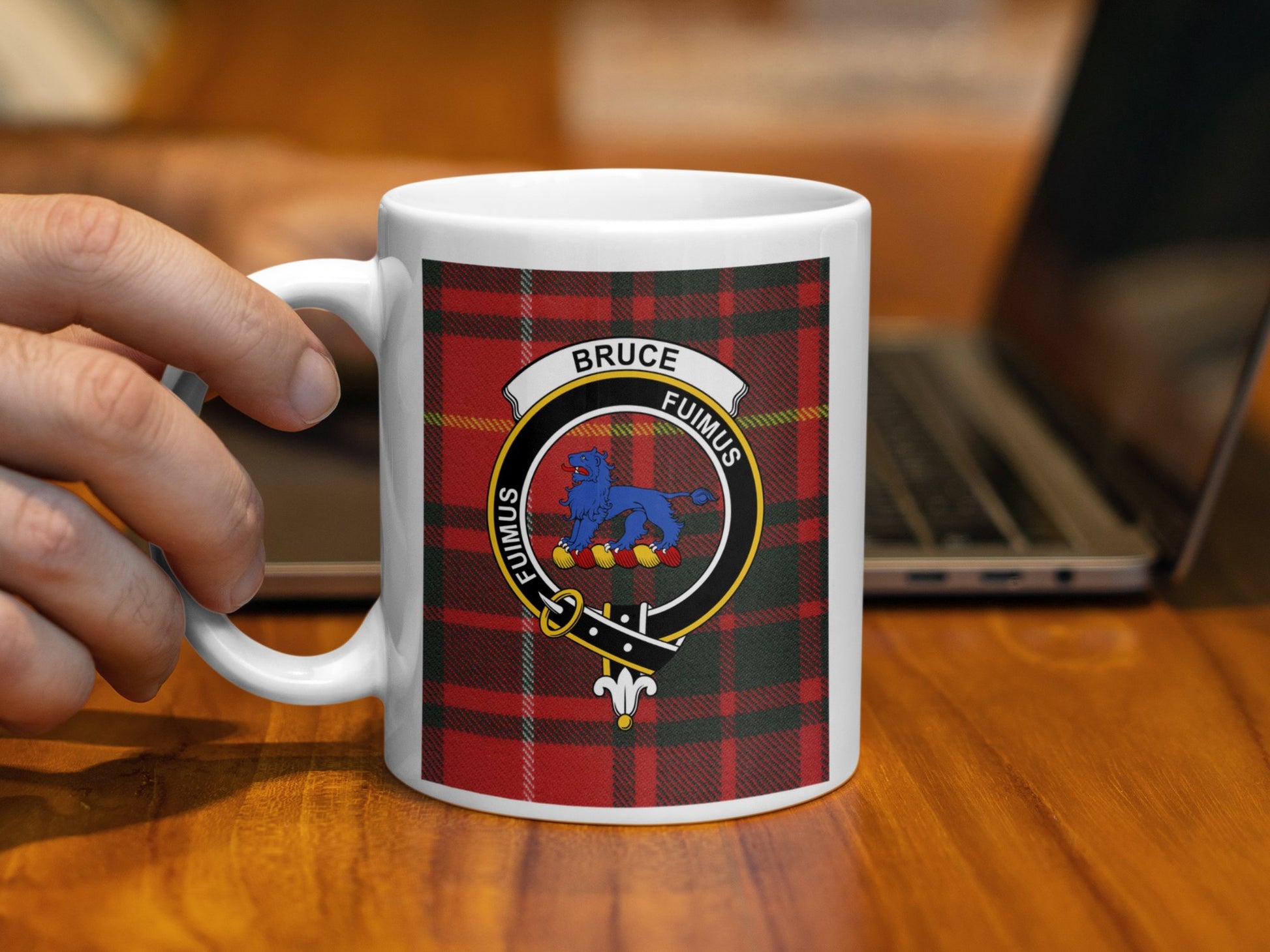 Scottish Red Plaid Bruce Clan Fumos Family Crest Mug - Living Stone Gifts